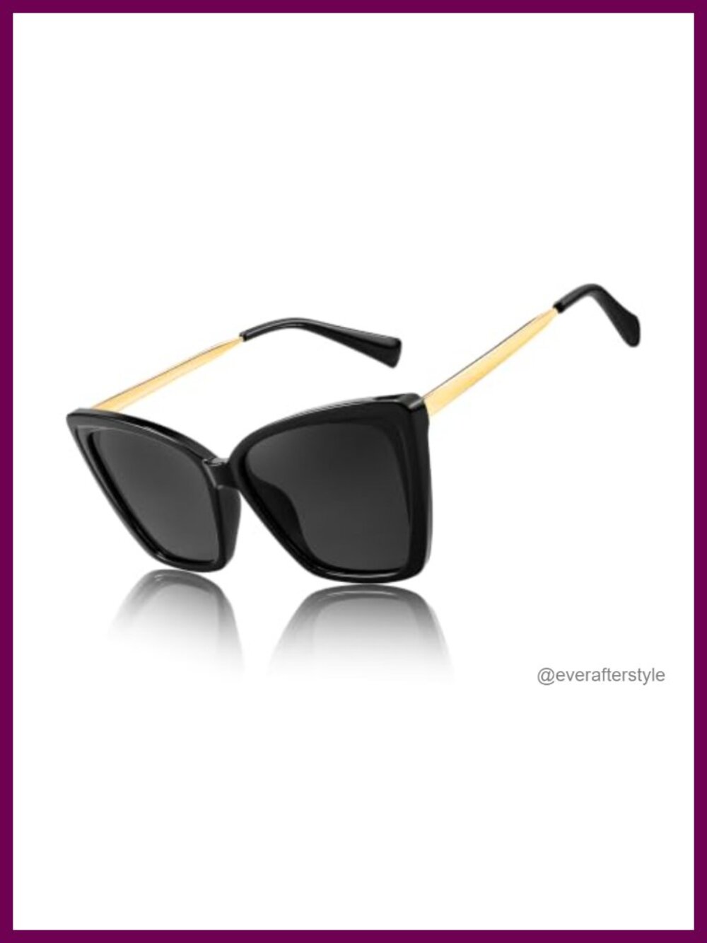 Polarized Oversized Cat Eye Sunglasses with Metal Temples